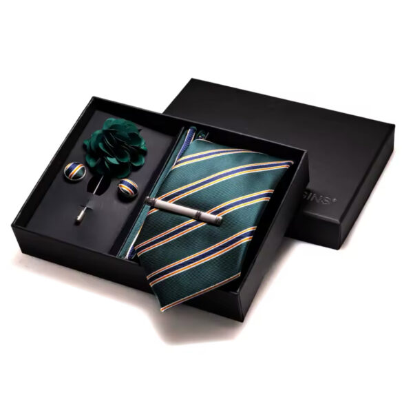 Men’s corporate Tie with brooch and cufflink | Comes fully boxed | Available in different colors - Image 2