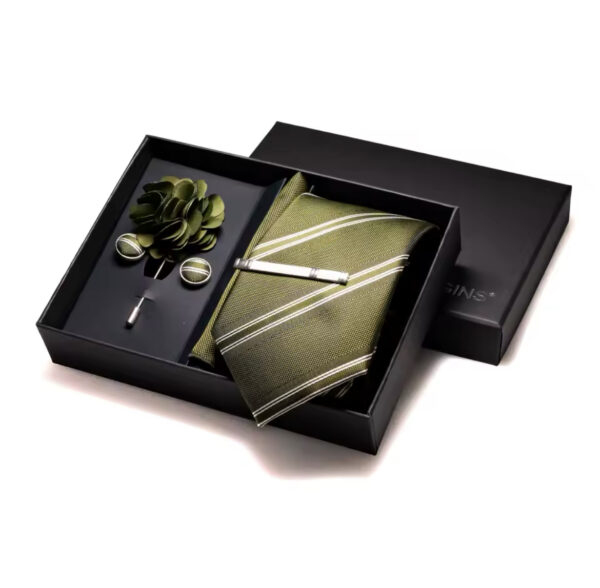 Men’s corporate Tie with brooch and cufflink | Comes fully boxed | Available in different colors - Image 3