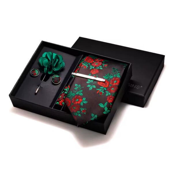 Men’s corporate Tie with brooch and cufflink | Comes fully boxed | Available in different colors - Image 4